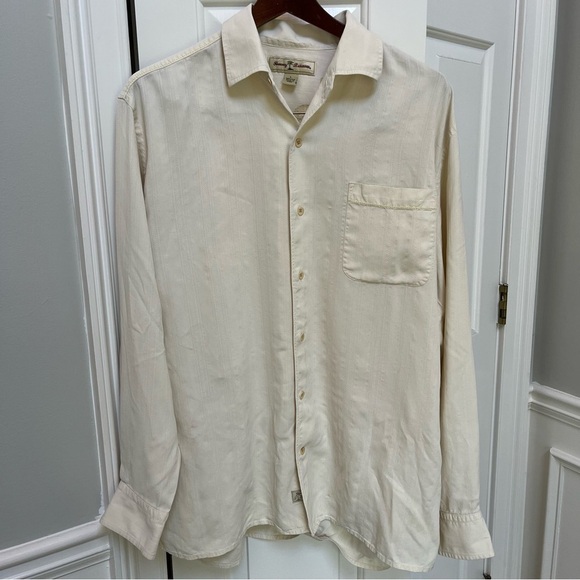 Tommy Bahama SILK Creamy Yellow shirt - Picture 3 of 4